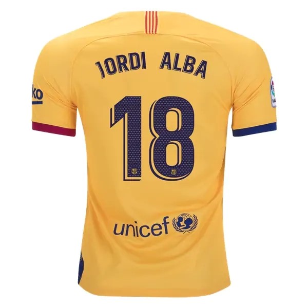 Maillot Football Barcelone NO.18 Jordi Alba Exterieur 2019-20 Jaune